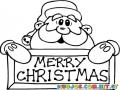 Santaclaus Con Rotulo De Merry Christmas Para Imprimir Pintar Colorear Y Pegar En La Pared