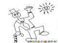 Dibujo De Hombre Con Saco Y Baston De Navidad Saludando Al Sol Para Pintar Y Colorear