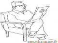 Dibujo De Papap Sentado En Su Sofa Leyendo El Periodico Para Pintar Y Colorear