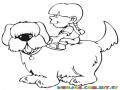Dibujo De Nina Sobre Perro La Nudo Para Pintar Y Colorear