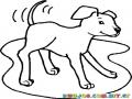 Dibujo De Perrito Moviendo La Cola Para Pintar Y Colorear perro feliz y contento