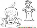 Dibujo De Perro Comiendo Ante La Mirada De Su Amo Para Pintar Y Colorear