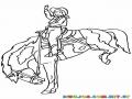 Dibujo De Vaquera En Caballo Corcoveando Para Pintar Y Colorear caballo corcobiando