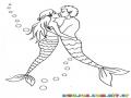 Dibujo De Sirena Y Sireno Enamorados Para Pintar Y Colorear A La Sirenita Con Su Novio