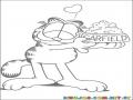 Dibujo De Garfield Enamorado De Su Comida Para Pintar Y Colorear