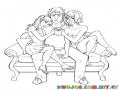 Gigolo Mujeriego Dibujo De Chico Con Dos Novias Enamoradas De El Para Pintar Y Colorear
