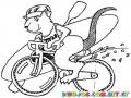 Dibujo De Tacuacin En Bicicleta Con Kayak Y Remo Para Pintar Y Colorear A La Zarigueya Ciclista