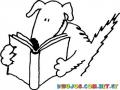 Dibujo De Perro Leyendo Un Libro Para Pintar Y Colorear
