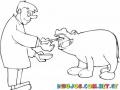 Servicios Veterinarios Dibujo De Veterinario Examinando A Un Hipopotamo Para Pintar Y Colorear