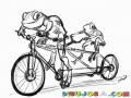 Bicicleta De Dos Plazas Dibujo De Ranas En Bicicletas Unida Para Pintar Y Colorear
