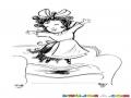 Dibujo De Nina Saltando En El Colchon De Un Sofa Para Pintar Y Colorear Saltando En Un Sillon