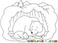 Ososo Hibernando Dibujo De Mama Oso Durmiendo Con Su Hijo Osito Para Pintar Y Colorear