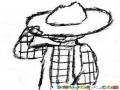 Dibujo De Campesino Con Sombrero De Paja Y Camisa De Cuadros De Franela Para Pintar Y Colorear