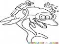 Dibujo De Delfin Con Tanque De Oxigeno Y Careta De Buzo Para Pintar Y Colorear