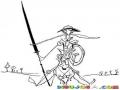Dibujo De Don Quijote De La Mancha Montando A Caballo Con Lanza Y Escudo Para Pintar Y Colorear