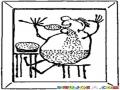 Dibujo De Hombre Comiendo Legumbres Para Pintar Y Colorear Arroz Frijoles Garbanzos Y Lentejas