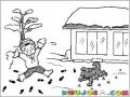 Juegos De Nieve Dibujo De Nino Jugando Con Su Perro En La Nieve En Frente De Su Casa Para Pintar Y Colorear