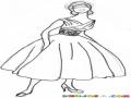 Dibujo De Mujer Con Vestido Largo Y Abombado Para Pintar Y Colorear