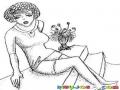 Dibujo De Mujer Sentada En Gradas Para Pintar Y Colorear