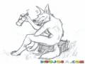 Dibujo De Lobo Tomando Cerveza Para Pintar Y Colorear
