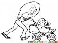 Carruajes De Bebes Dibujo De Mama Con Su Bebe En Carruaje Para Pintar Y Colorear