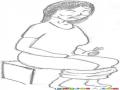 Necesidades Fisiologicas Dibujo De Mujer En Letrina O Pozo Ciego Defecando Con Dolor De Estomago Para Pintar Y Colorear