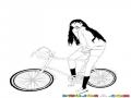 Dibujo De Chica En Bicicleta Para Pintar Y Colorear