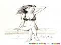 Dibujo De Mujer En Bikini Para Pintar Y Colorear