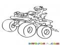 Dibujo De Dinosaurio En Un Carro 4x4 Para Pintar Y Colorear Monster Truck