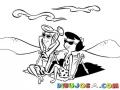 Dibujo De Vilma Y Bety En La Playa Con Gafas Oscuras Para Pintar Y Colorear