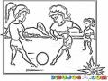Dibujo De Mujeres Jugando Futbol De Playa Para Pintar Y Colorear