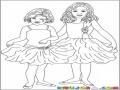 Vestidos Para Ninas Dibujo De Hermanitas Con Vestidos Para Pintar Y Colorear