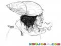 Dibujo De Hombre Con Sombrero De Caracol Para Pintar Y Colorear