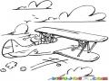 Dibujo De Piloto Aviador Saludando Y Volando En Una Avioneta Antigua Para Pintar Y Colorear