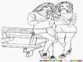 Dibujo De Amigas Comiendo Helado Para Pintar Y Colorear A Dos Chicas Lindas
