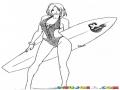 Tablas De Surf Dibujo De Chica Con Tabla De Surf Para Pintar Y Colorear Mujer Surfista Sorfista De Corazon