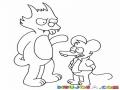 Dibujo De Gato Y Raton De Los Simpson Para Pintar Y Colorear