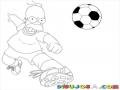 Dibujo De Homero Con Zapatos De Futbolista Pateando Una Pelota De Futbol Para Pintar Y Colorear