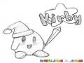 Dibujo De Kirby Con Gorrito De Navidad Para Pintar Y Colorear A Kirbi Con Espada