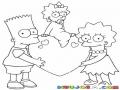 Dibujo De Bart Simpson Con Sus Hermanas Para Pintar Y Colorear A Los Hijos De Homero Simpsons