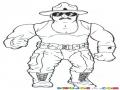 Dibujo De Policia Guardabosques Para Pintar Y Colorear Policia Musculoso Con Lentes De Sol