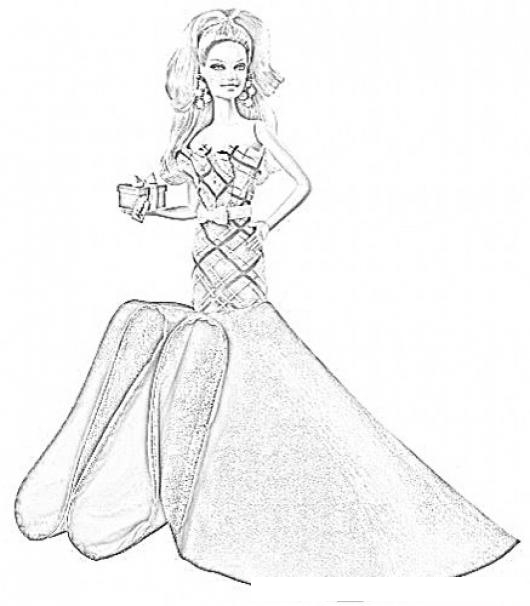 Dibujo De Barbie Con Vestido De Gala Y Colorear | COLOREAR DIBUJOS VARIOS | Dibujo De Barbie Con Vestido De Gala Para Pintar Y Colorear | dibujosa.com
