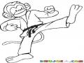 Dibujo De Mono Karateca Para Pintar Y Colorear