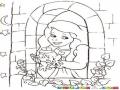 Dibujo De Princesa En Balcon Con Una Rana Para Pintar Y Colorear