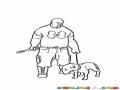 Dibujo De Hombre Con Perro Para Pintar Y Colorear