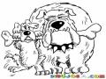 Dibujo De Dos Perros Pelenado Un Hueso Para Pintar Y Colorear