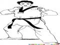 Karateca En Guardia Para Pintar Y Colorear Chico Cinta Negra