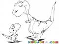 Dibujo De Papa Dinosaurio Con Si Hijo Dinosaurito Para Pintar Y Colorear