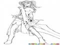 Dibujo De Chica Con Espada Grande Para Pintar Y Colorear