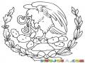 Escudo Nacional De Mexico Para Pintar Y Colorear Dibujo Del Aguila Mexicana Sobre Un Nopal